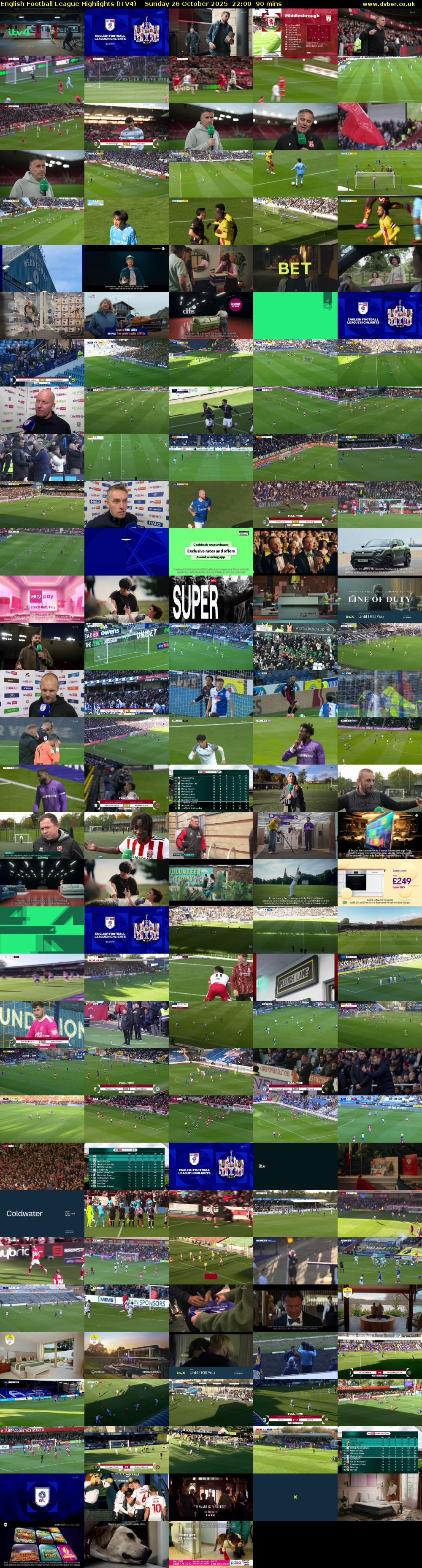 English Football League Highlights (ITV4) Sunday 26 October 2025 22:00 - 23:30