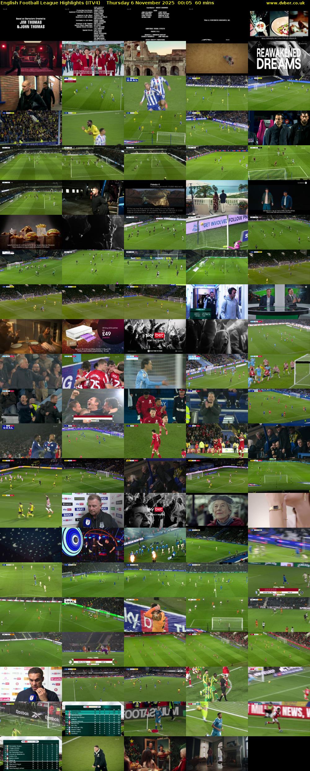 English Football League Highlights (ITV4) Thursday 6 November 2025 00:05 - 01:05