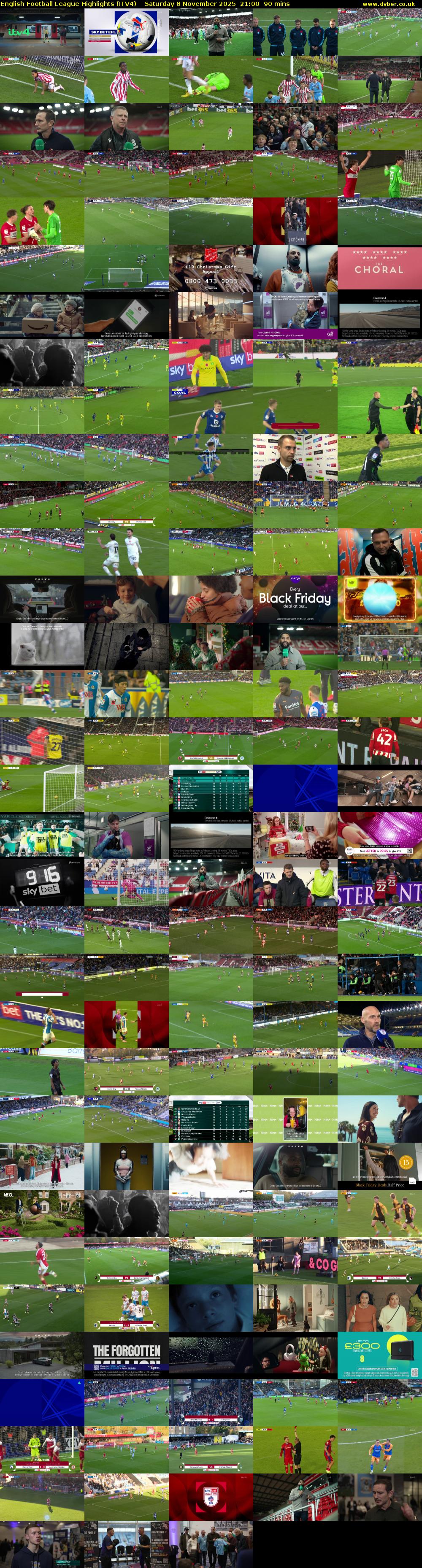 English Football League Highlights (ITV4) Saturday 8 November 2025 21:00 - 22:30