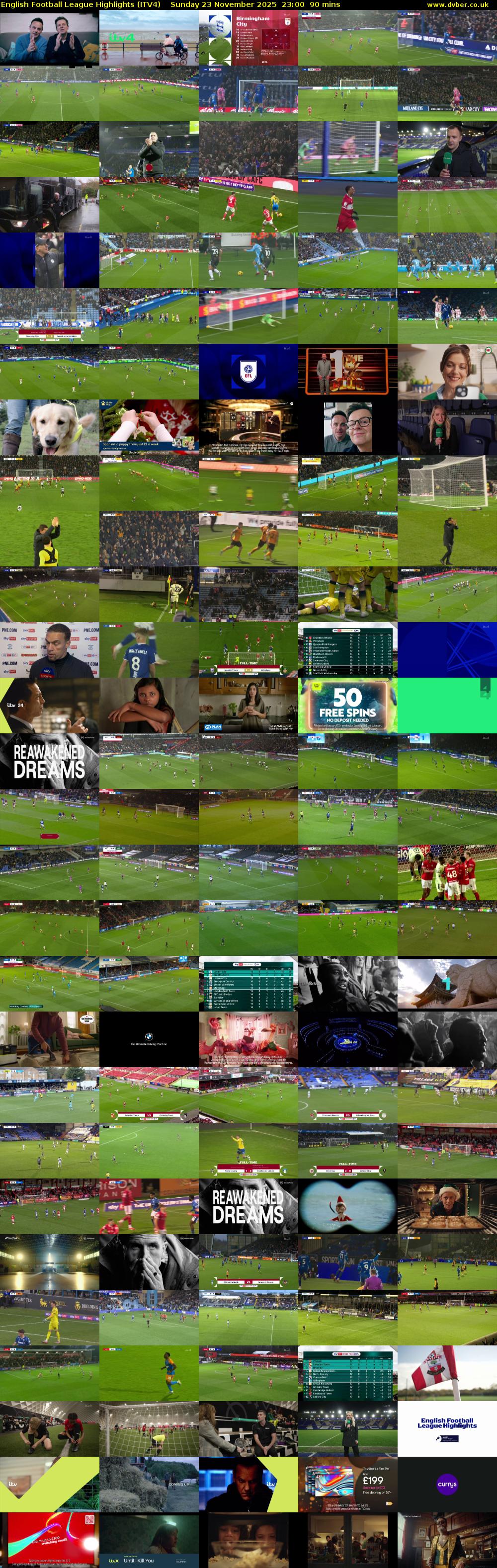 English Football League Highlights (ITV4) Sunday 23 November 2025 23:00 - 00:30