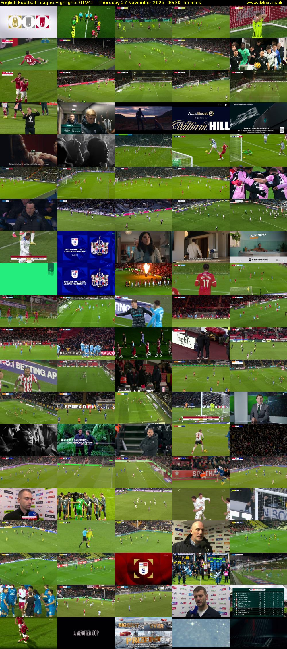 English Football League Highlights (ITV4) Thursday 27 November 2025 00:30 - 01:25