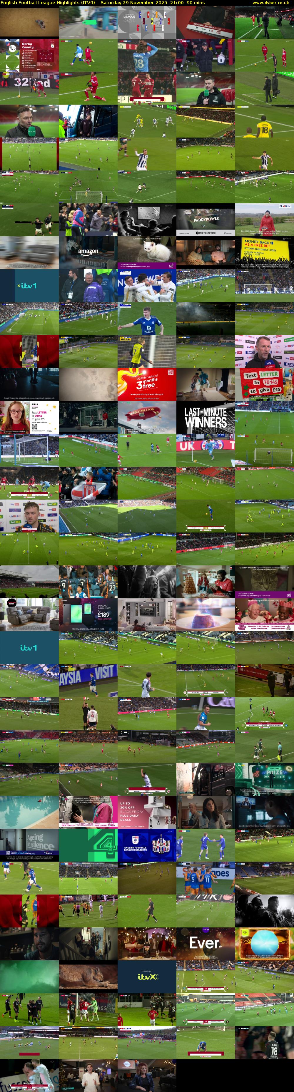 English Football League Highlights (ITV4) Saturday 29 November 2025 21:00 - 22:30