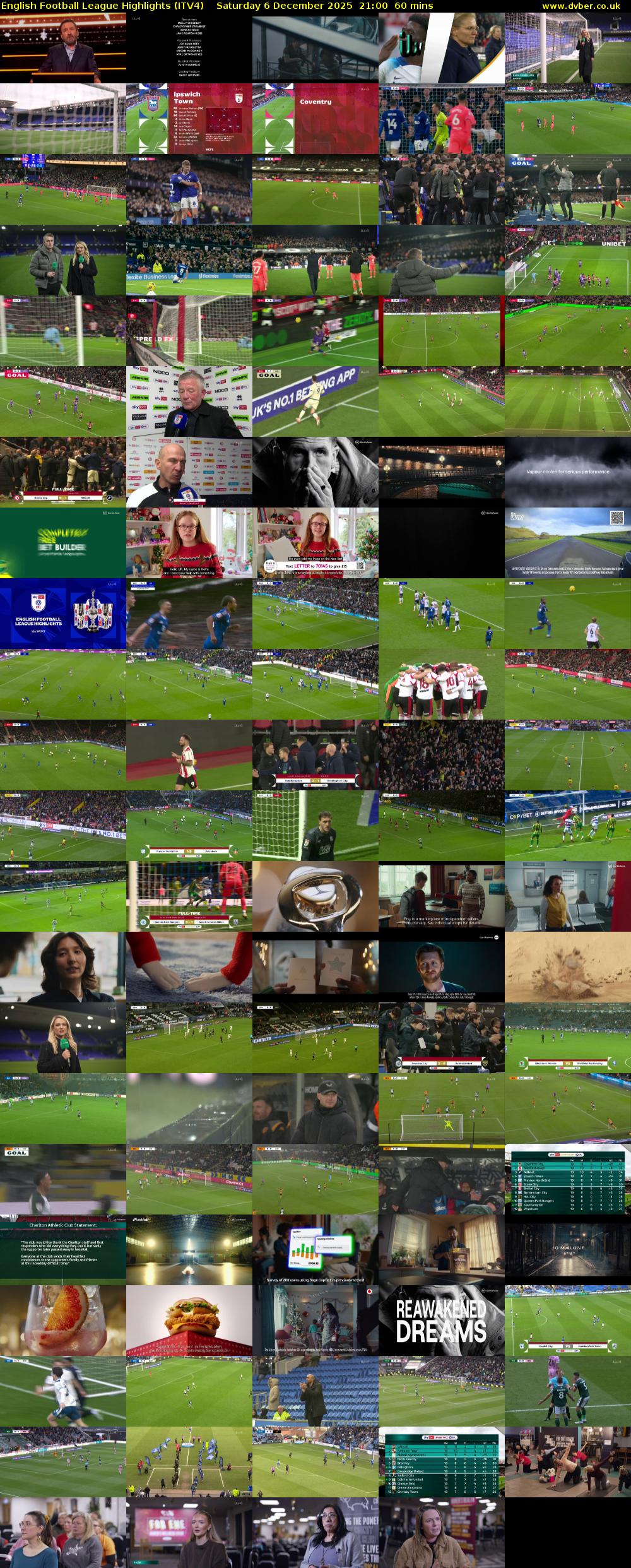 English Football League Highlights (ITV4) Saturday 6 December 2025 21:00 - 22:00