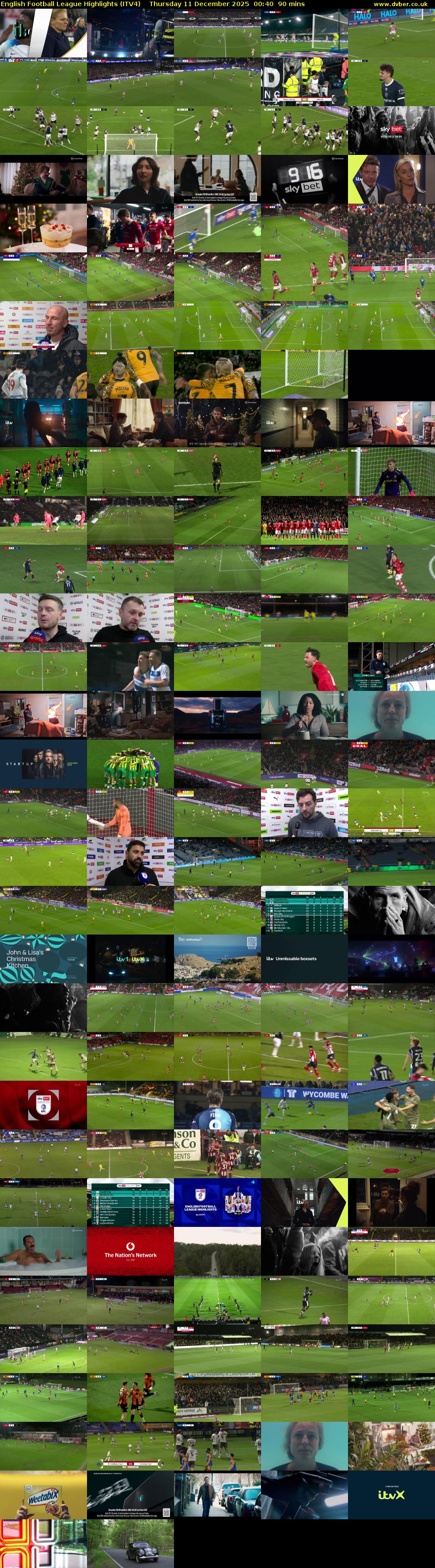 English Football League Highlights (ITV4) Thursday 11 December 2025 00:40 - 02:10