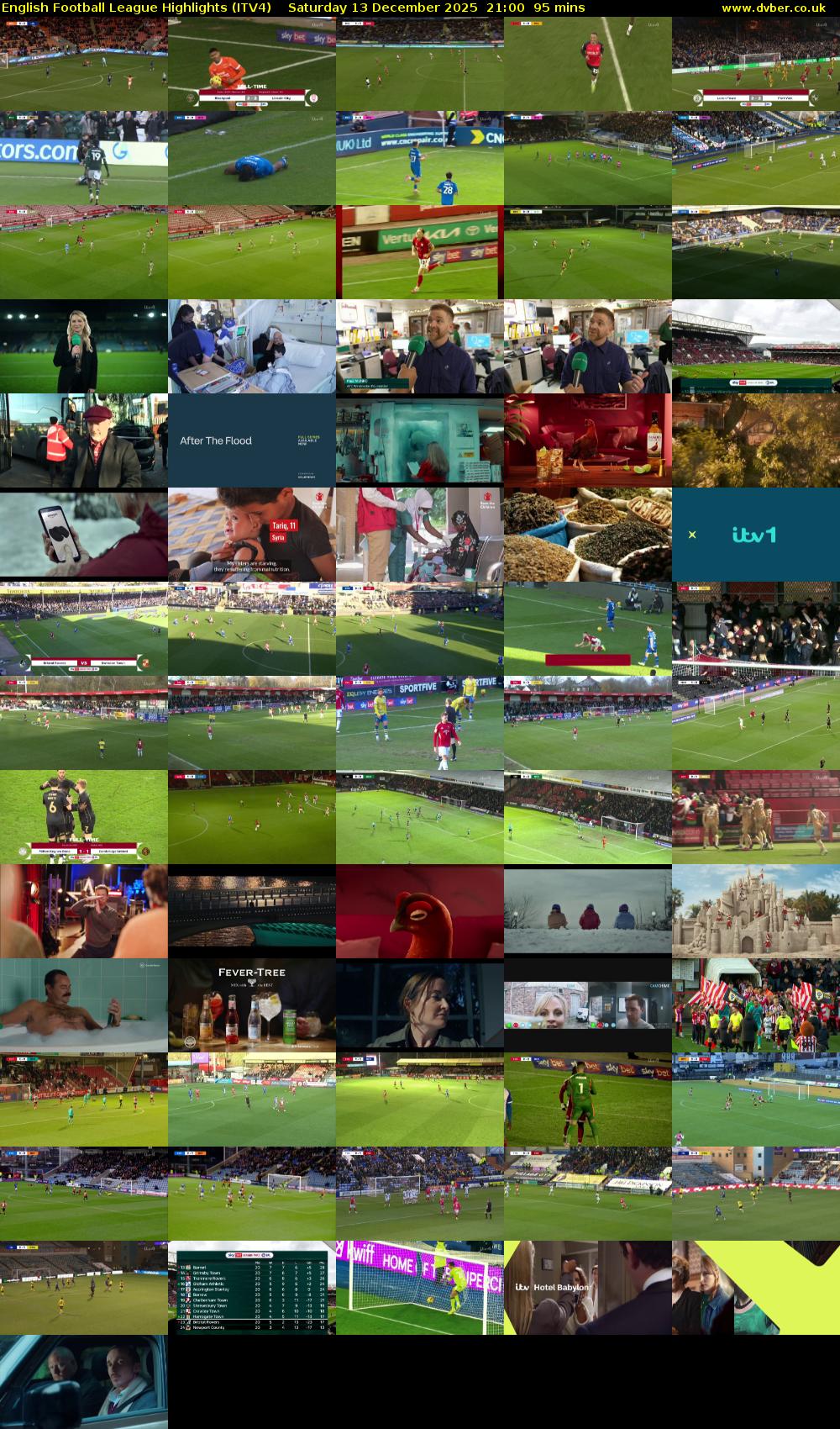 English Football League Highlights (ITV4) Saturday 13 December 2025 21:00 - 22:35