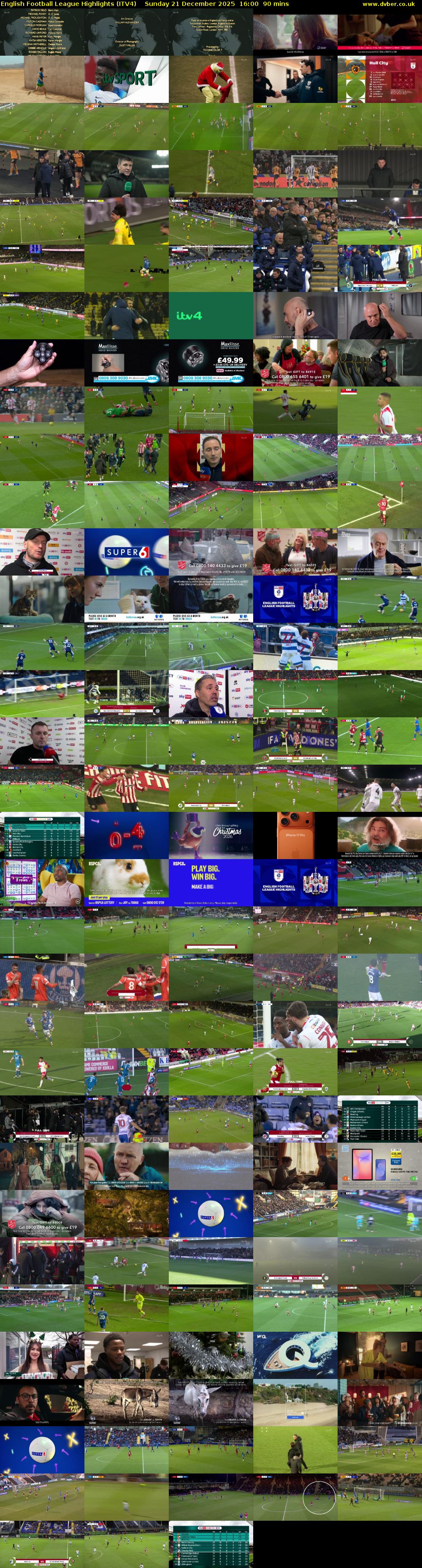English Football League Highlights (ITV4) Sunday 21 December 2025 16:00 - 17:30
