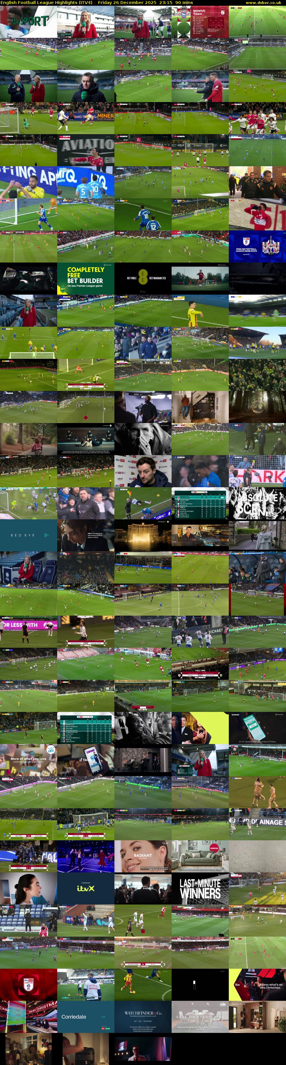 English Football League Highlights (ITV4) Friday 26 December 2025 23:15 - 00:45
