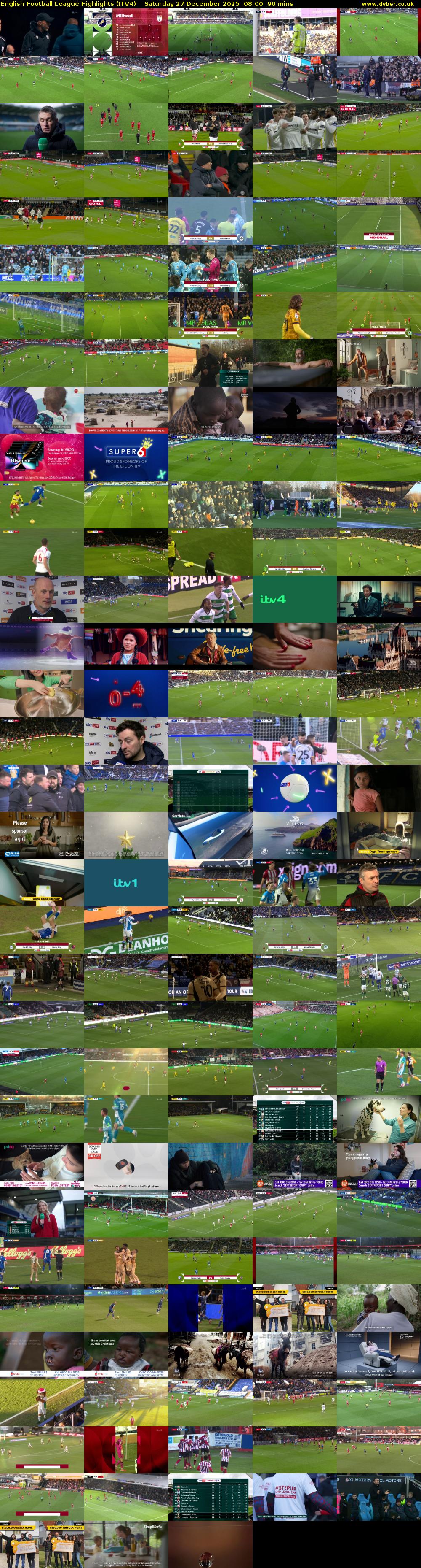 English Football League Highlights (ITV4) Saturday 27 December 2025 08:00 - 09:30