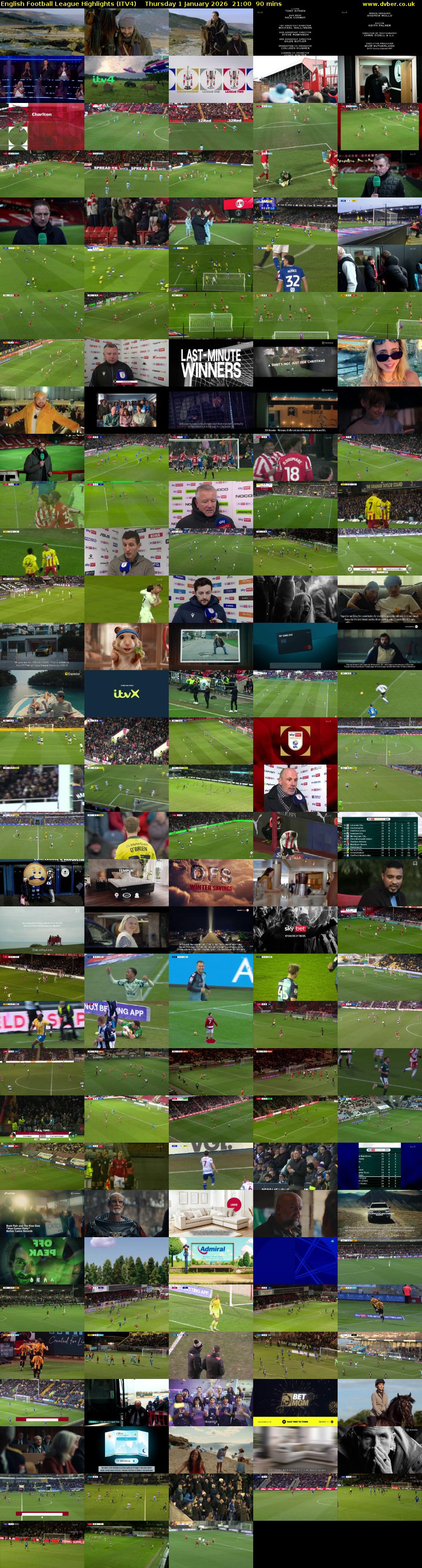 English Football League Highlights (ITV4) Thursday 1 January 2026 21:00 - 22:30