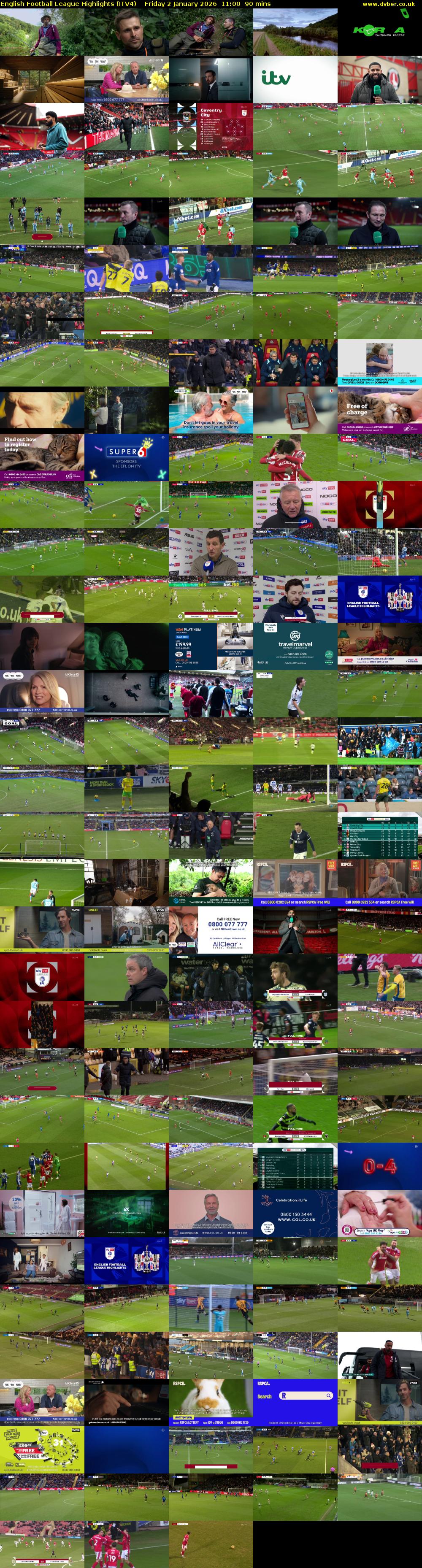 English Football League Highlights (ITV4) Friday 2 January 2026 11:00 - 12:30