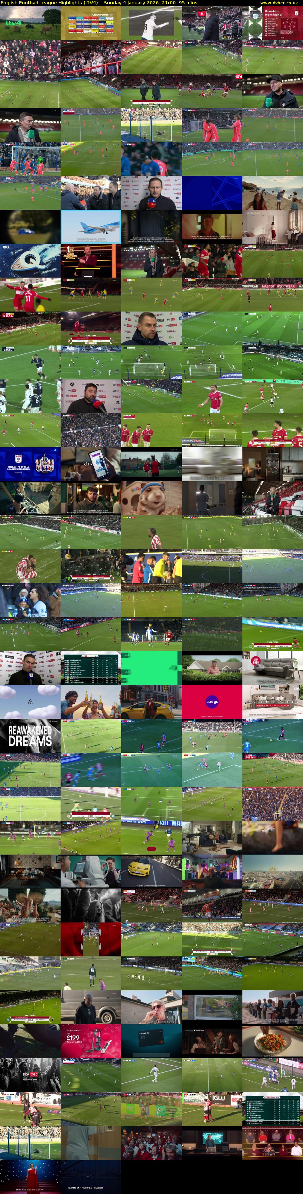 English Football League Highlights (ITV4) Sunday 4 January 2026 21:00 - 22:35