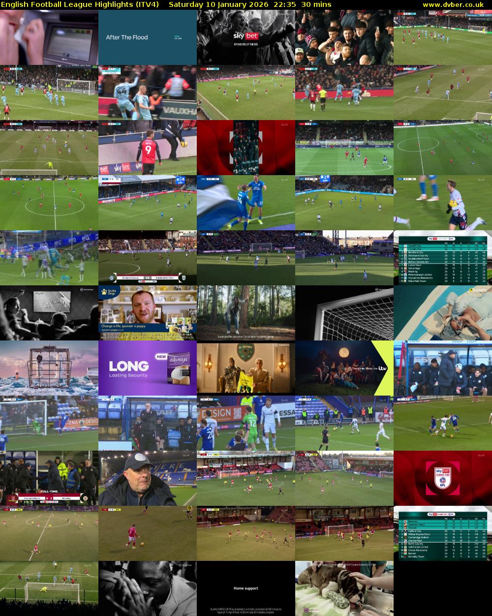 English Football League Highlights (ITV4) Saturday 10 January 2026 22:35 - 23:05