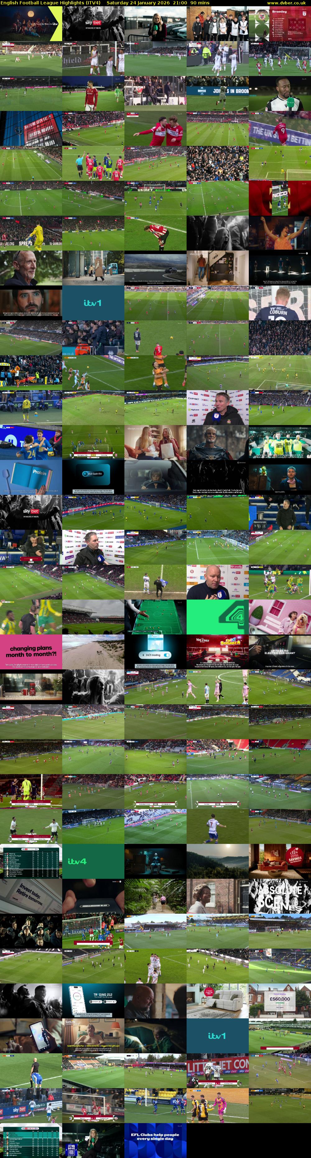 English Football League Highlights (ITV4) Saturday 24 January 2026 21:00 - 22:30