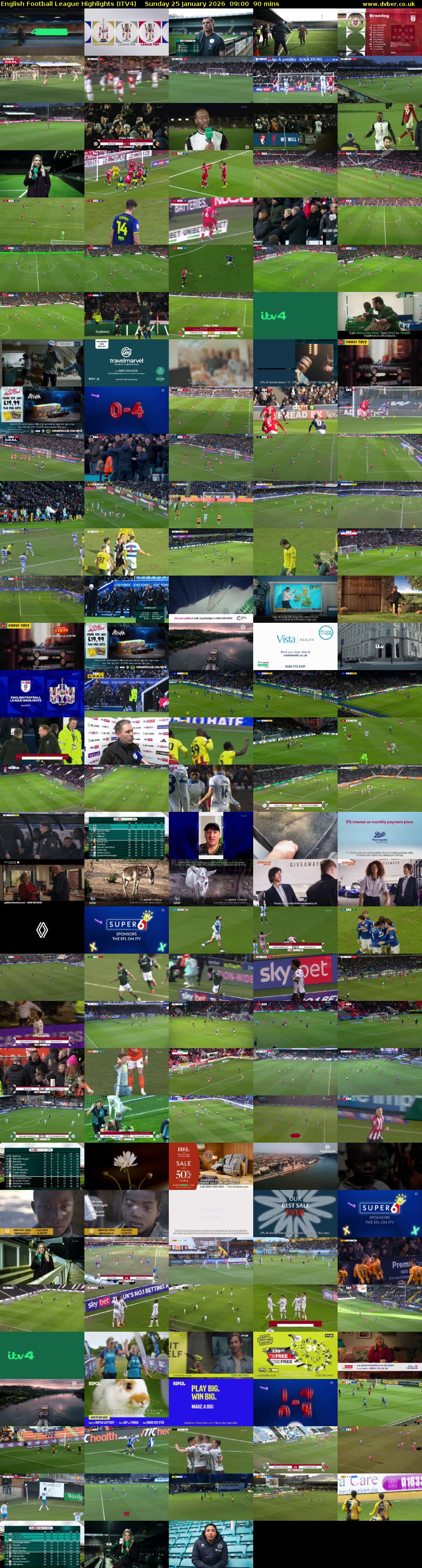 English Football League Highlights (ITV4) Sunday 25 January 2026 09:00 - 10:30