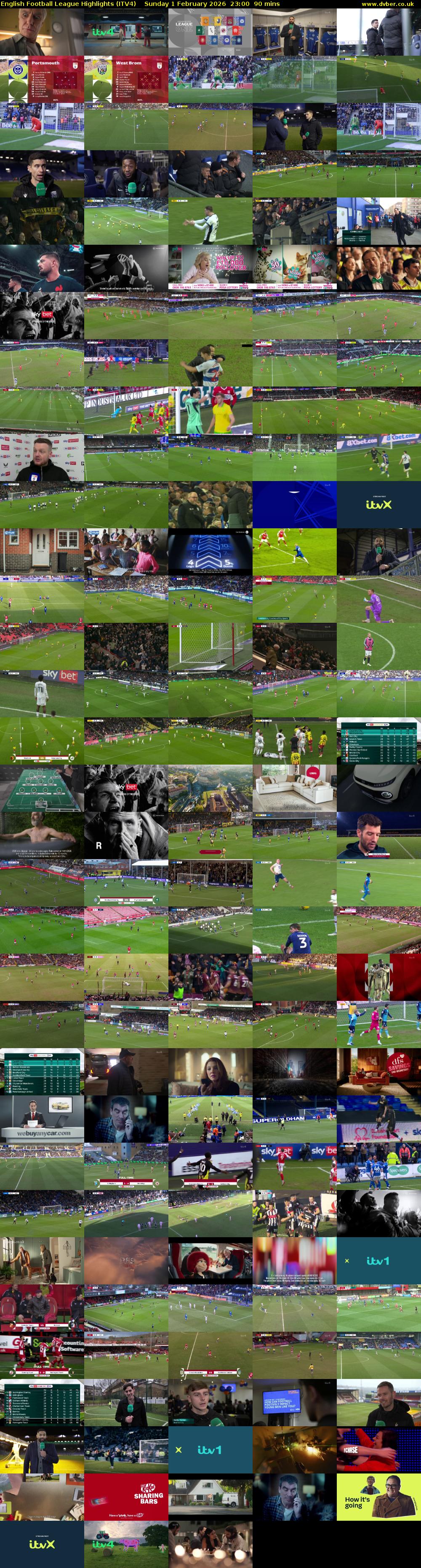 English Football League Highlights (ITV4) Sunday 1 February 2026 23:00 - 00:30