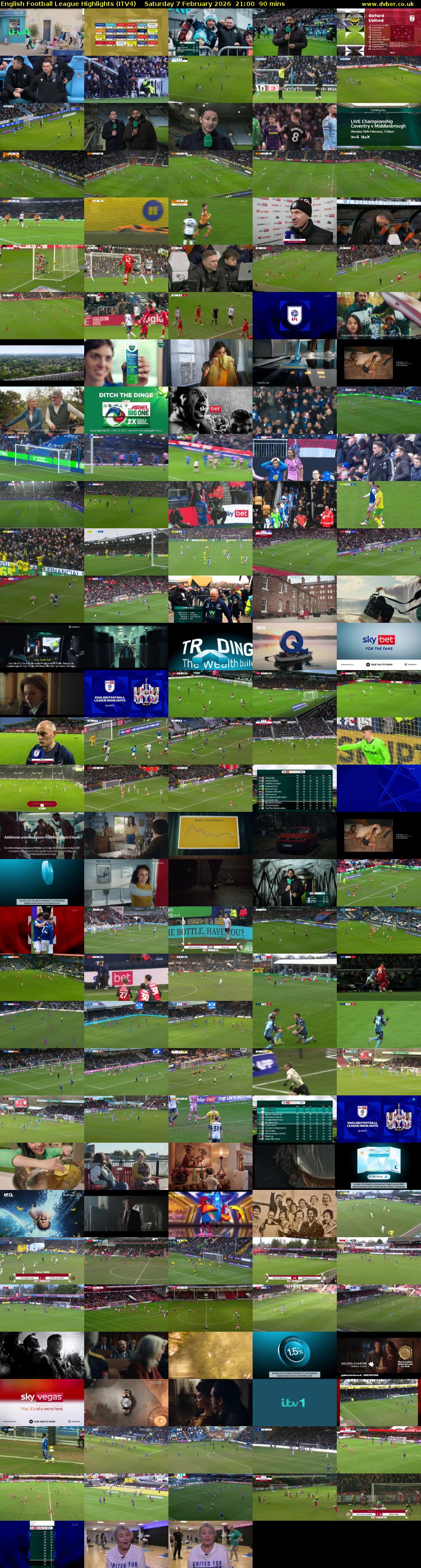 English Football League Highlights (ITV4) Saturday 7 February 2026 21:00 - 22:30