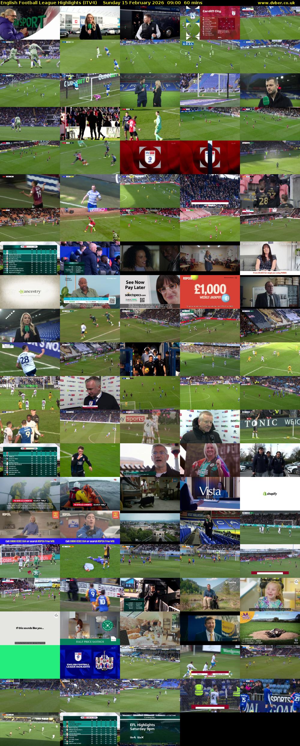 English Football League Highlights (ITV4) Sunday 15 February 2026 09:00 - 10:00