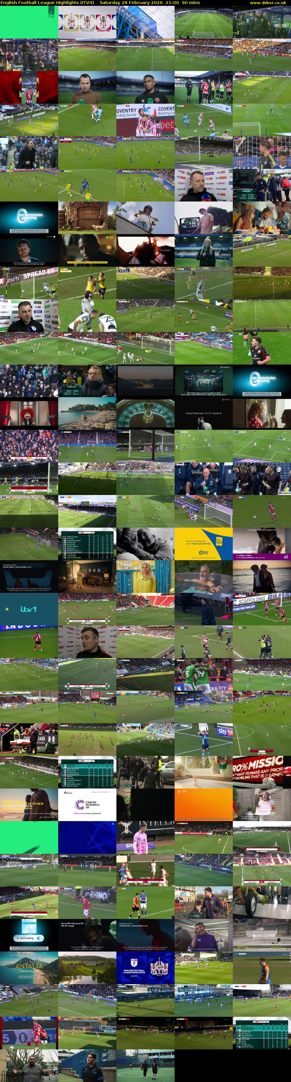 English Football League Highlights (ITV4) Saturday 28 February 2026 21:00 - 22:30