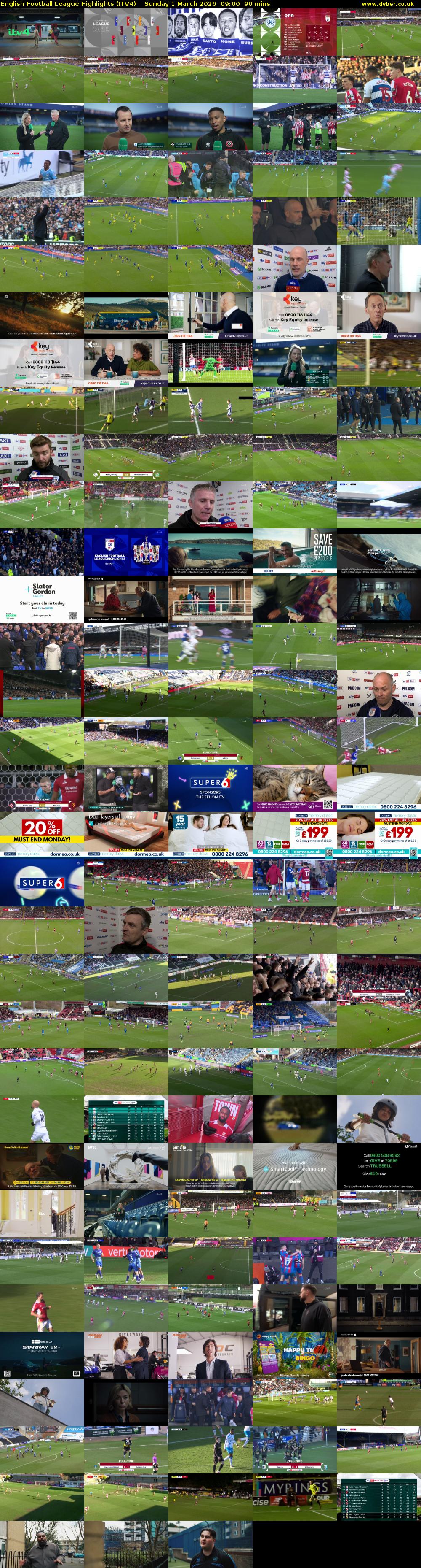 English Football League Highlights (ITV4) Sunday 1 March 2026 09:00 - 10:30