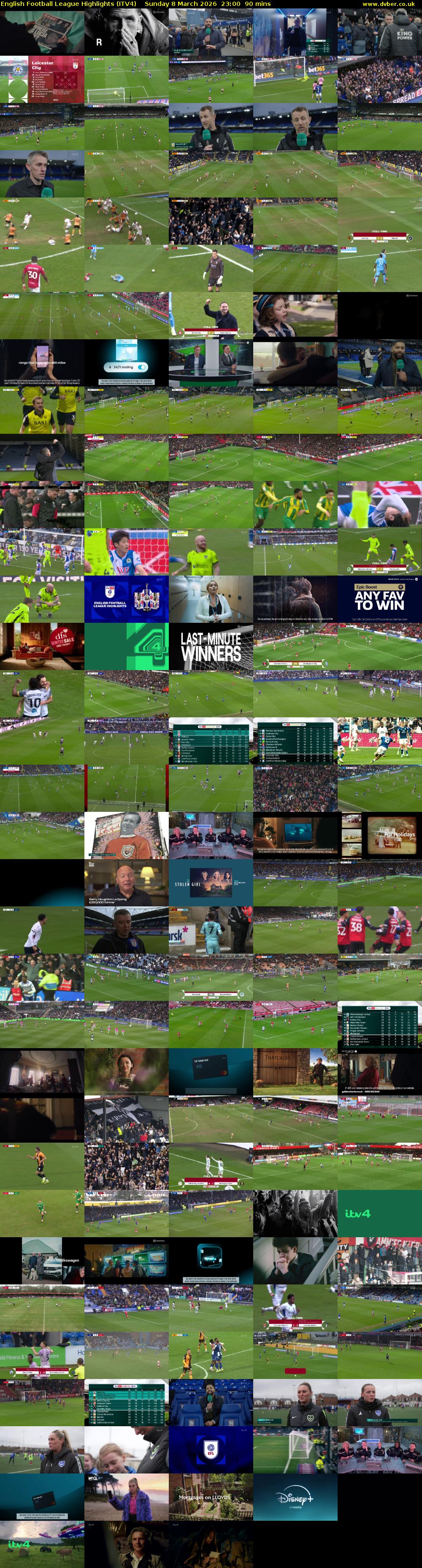 English Football League Highlights (ITV4) Sunday 8 March 2026 23:00 - 00:30
