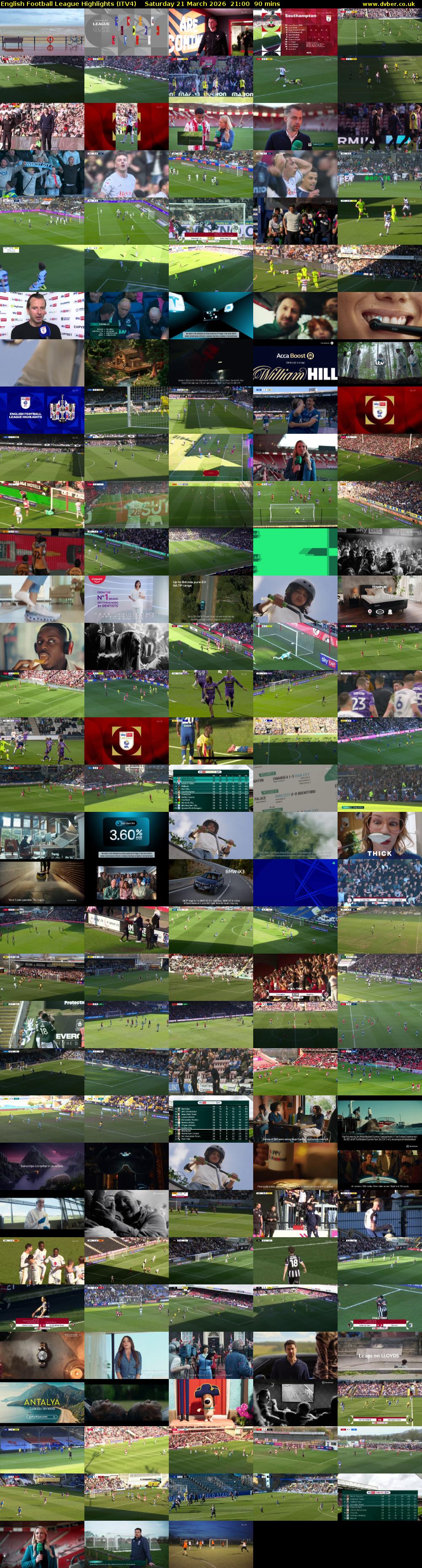 English Football League Highlights (ITV4) Saturday 21 March 2026 21:00 - 22:30