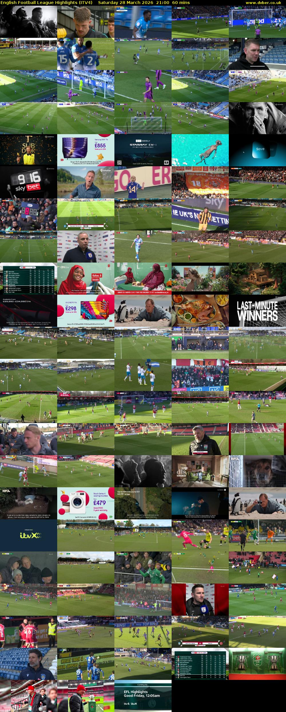 English Football League Highlights (ITV4) Saturday 28 March 2026 21:00 - 22:00