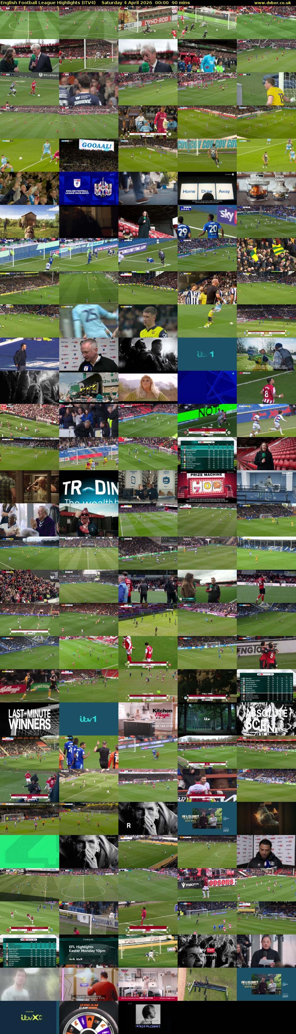 English Football League Highlights (ITV4) Saturday 4 April 2026 00:00 - 01:30