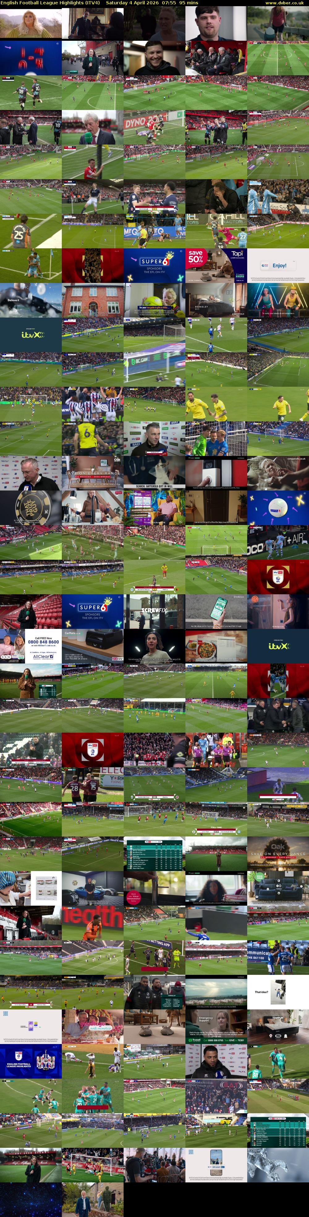 English Football League Highlights (ITV4) Saturday 4 April 2026 07:55 - 09:30