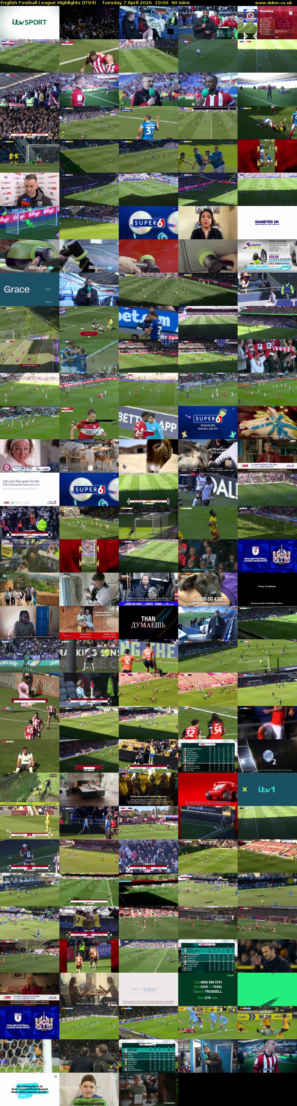 English Football League Highlights (ITV4) Tuesday 7 April 2026 10:00 - 11:30