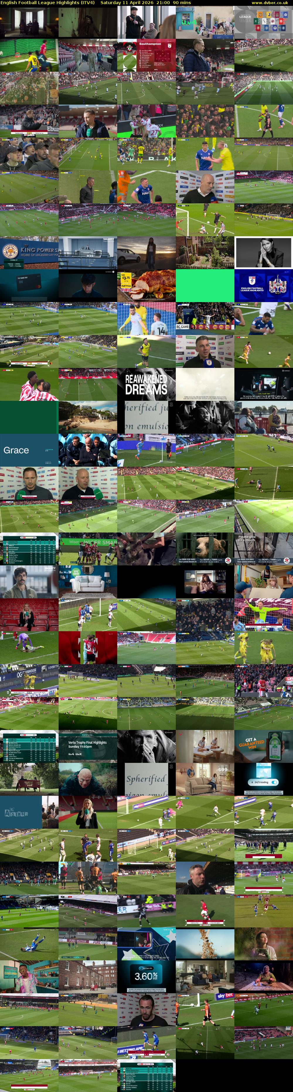 English Football League Highlights (ITV4) Saturday 11 April 2026 21:00 - 22:30