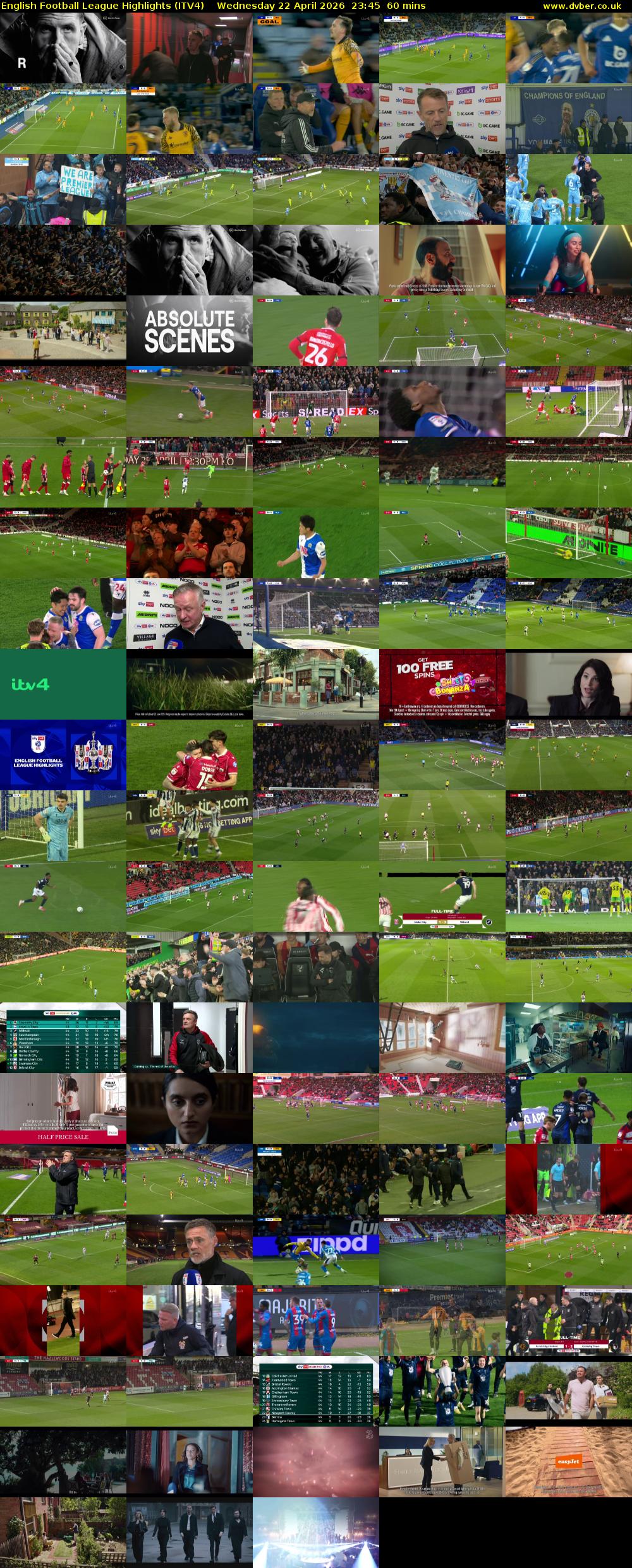 English Football League Highlights (ITV4) Wednesday 22 April 2026 23:45 - 00:45