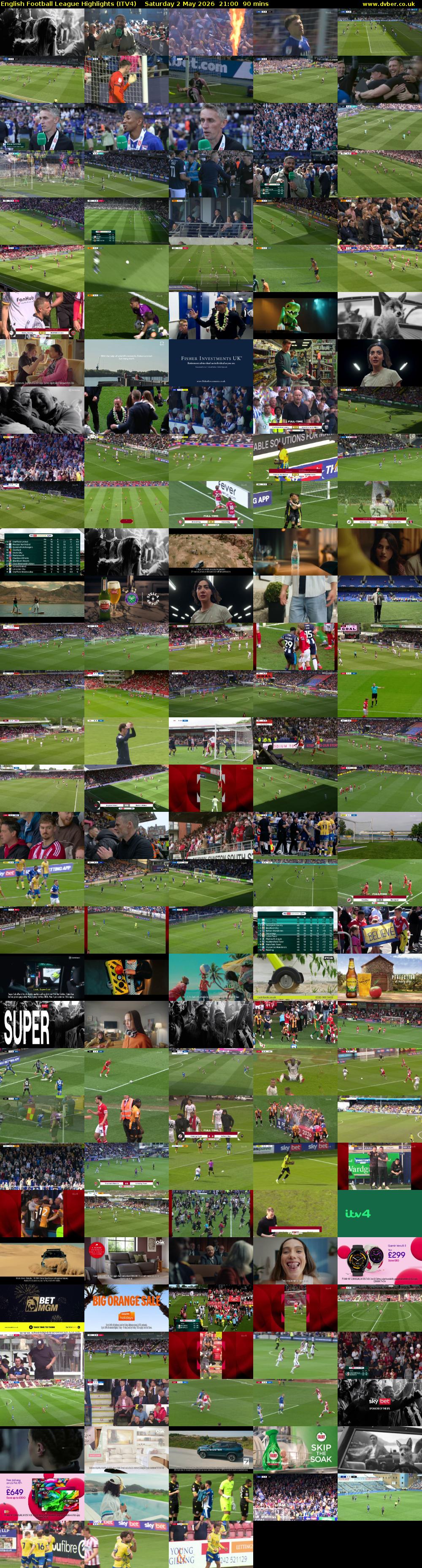 English Football League Highlights (ITV4) Saturday 2 May 2026 21:00 - 22:30