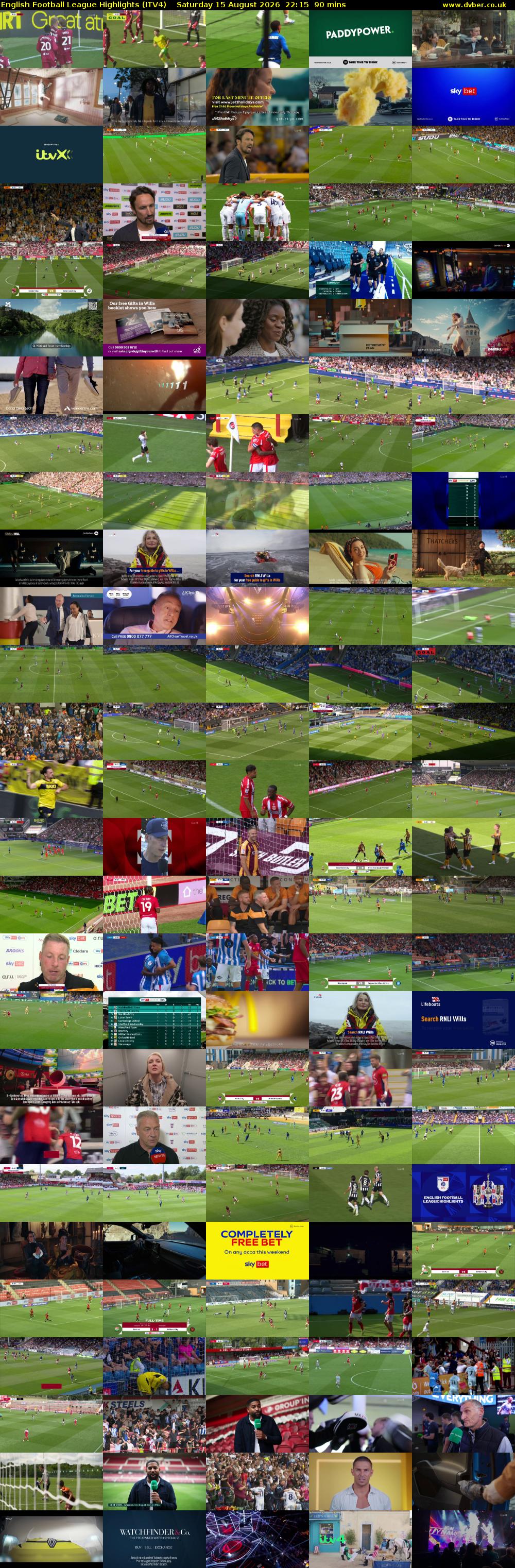 English Football League Highlights (ITV4) Saturday 15 August 2026 22:15 - 23:45