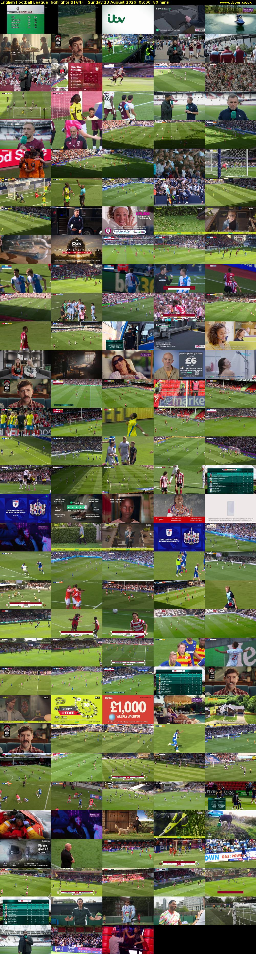 English Football League Highlights (ITV4) Sunday 23 August 2026 09:00 - 10:30