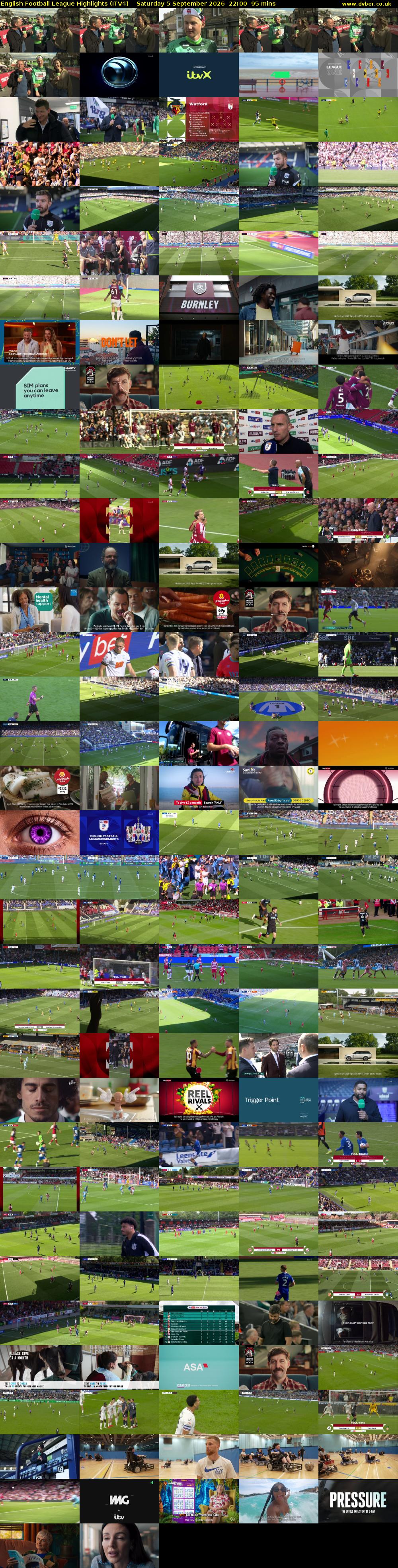 English Football League Highlights (ITV4) Saturday 5 September 2026 22:00 - 23:35