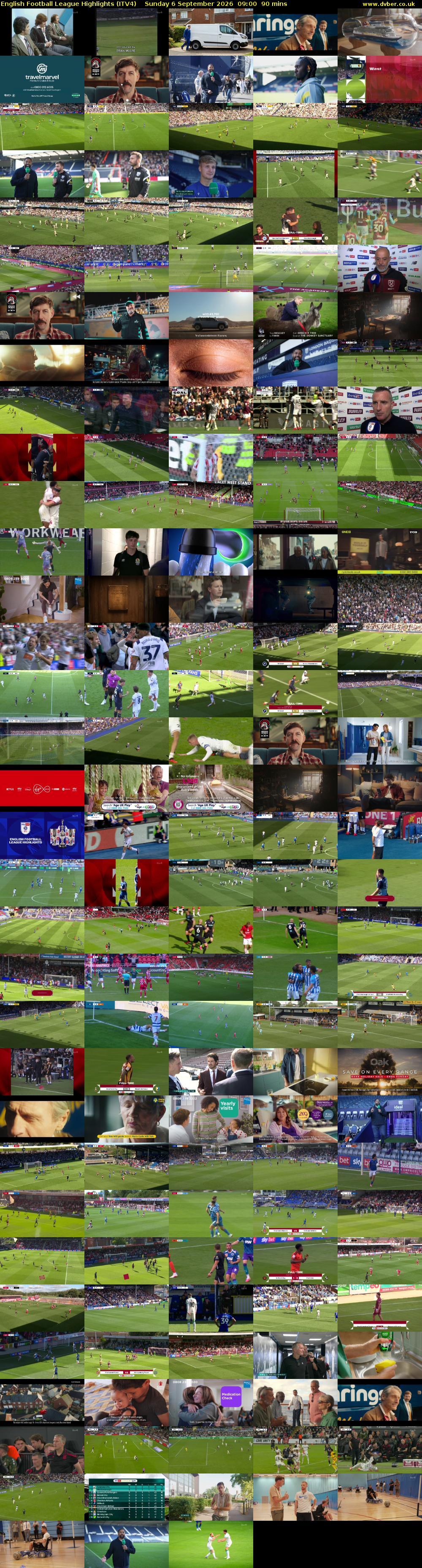 English Football League Highlights (ITV4) Sunday 6 September 2026 09:00 - 10:30