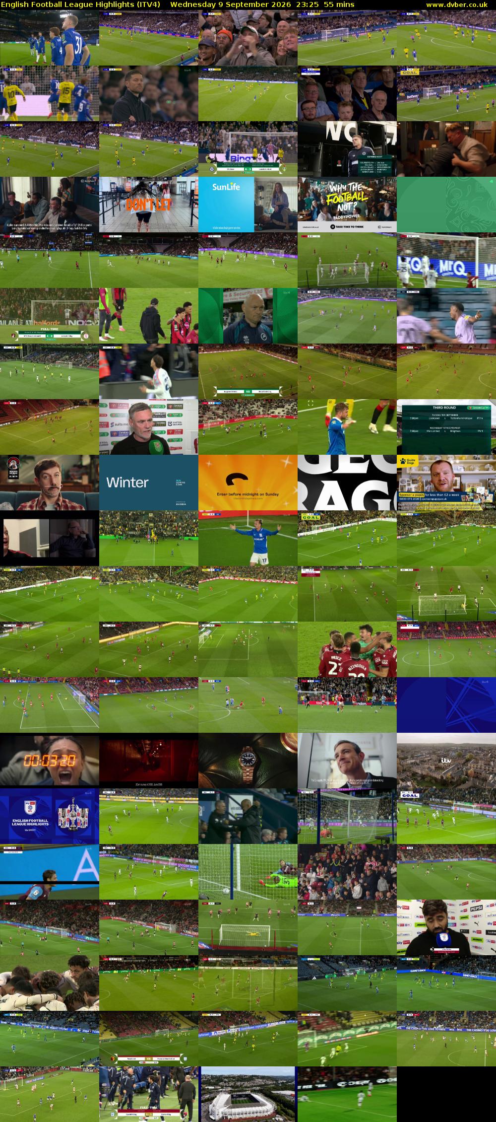 English Football League Highlights (ITV4) Wednesday 9 September 2026 23:25 - 00:20