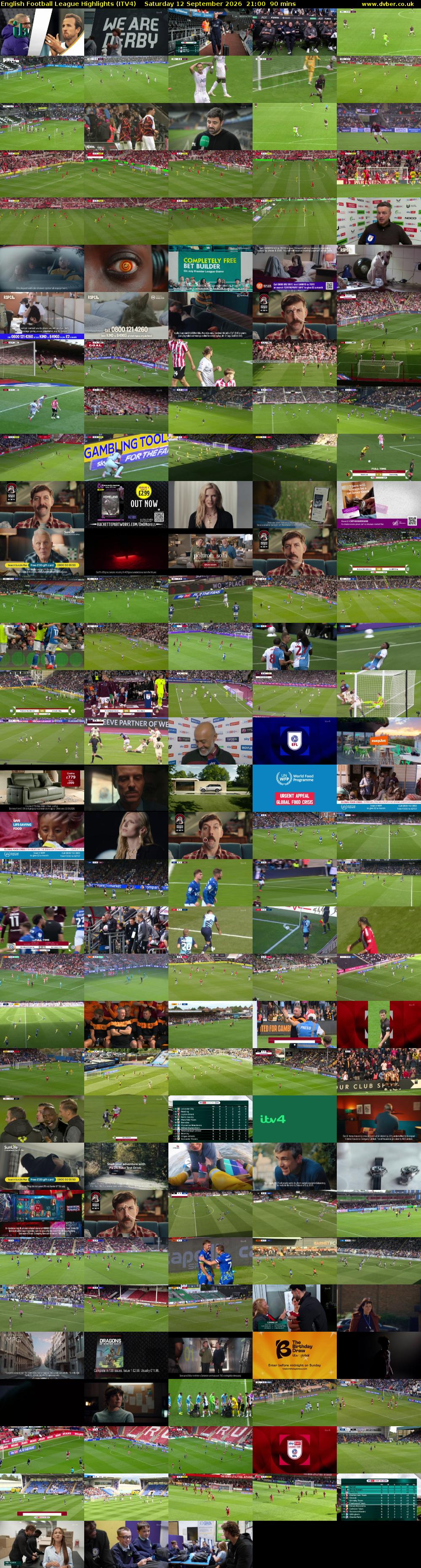 English Football League Highlights (ITV4) Saturday 12 September 2026 21:00 - 22:30
