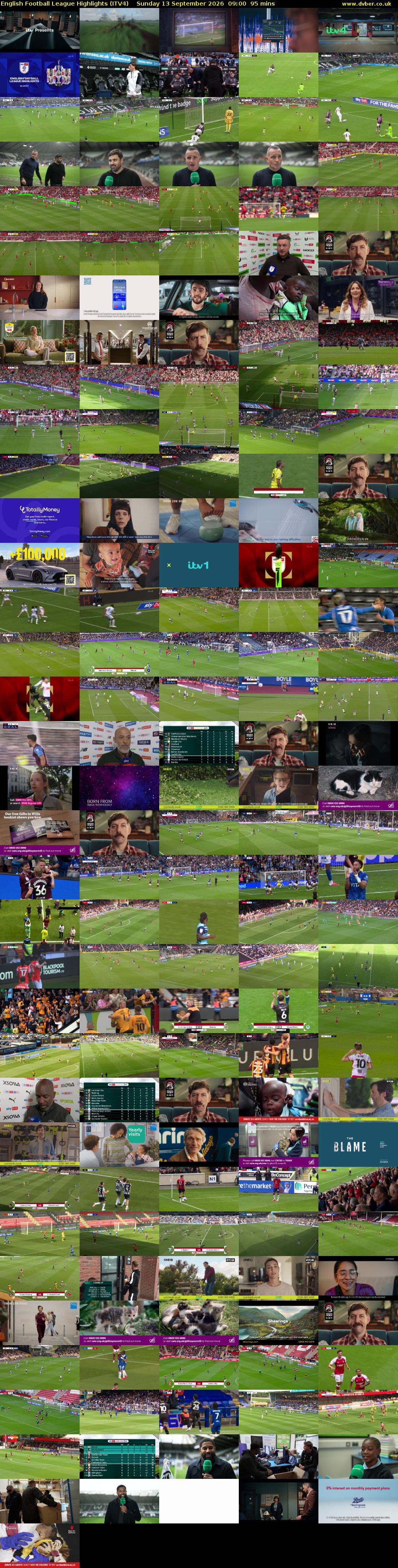 English Football League Highlights (ITV4) Sunday 13 September 2026 09:00 - 10:35