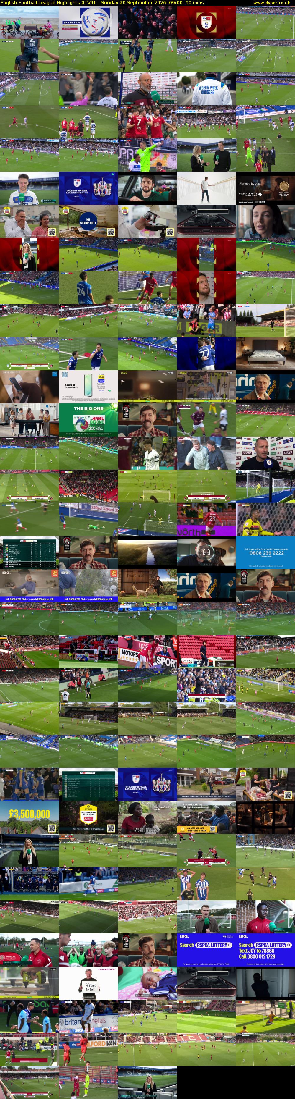 English Football League Highlights (ITV4) Sunday 20 September 2026 09:00 - 10:30