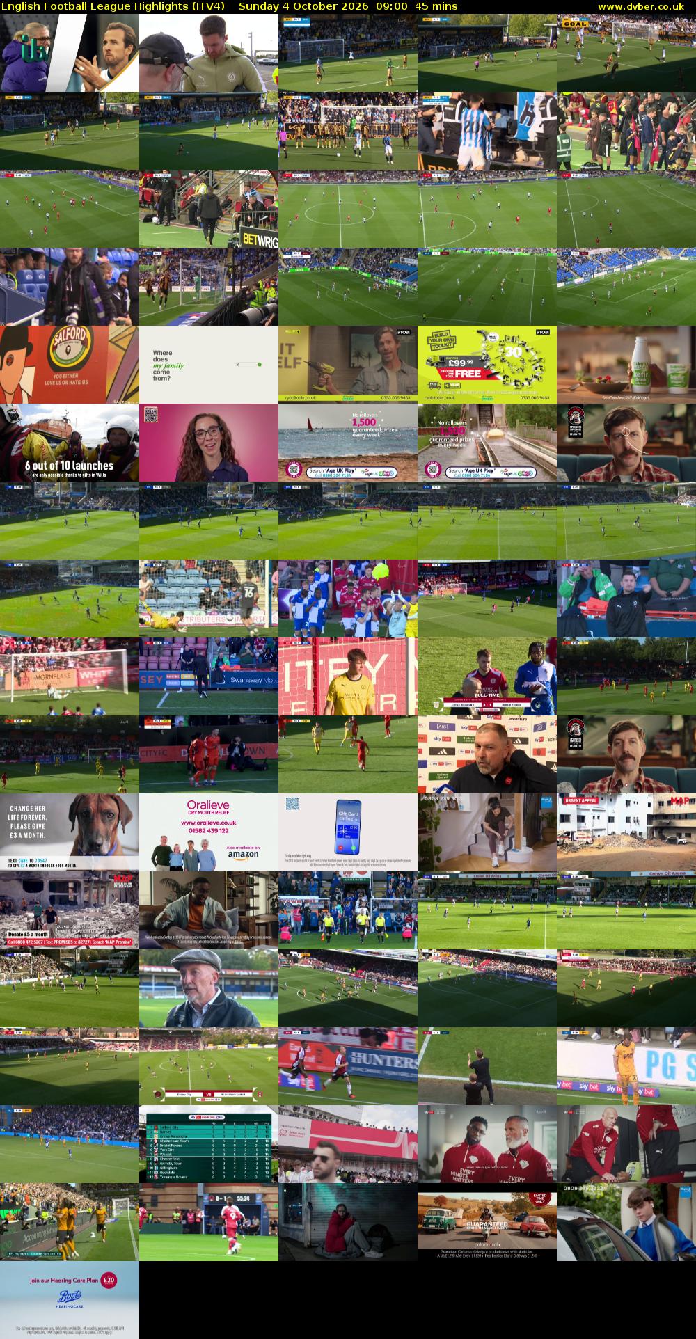 English Football League Highlights (ITV4) Sunday 4 October 2026 09:00 - 09:45