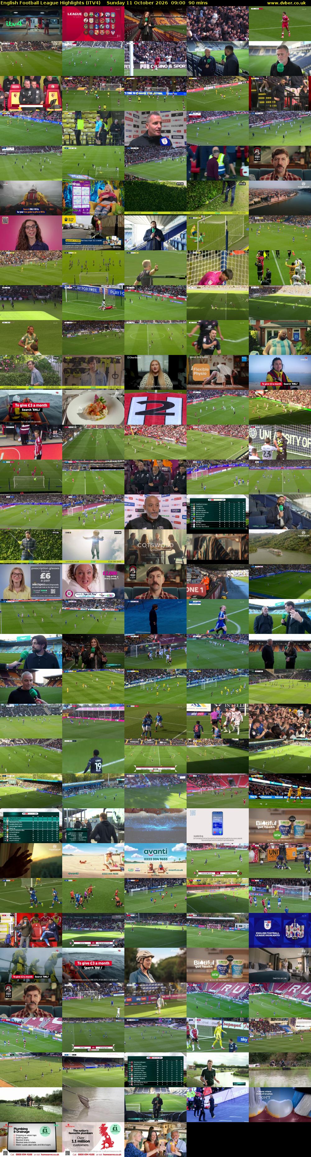 English Football League Highlights (ITV4) Sunday 11 October 2026 09:00 - 10:30