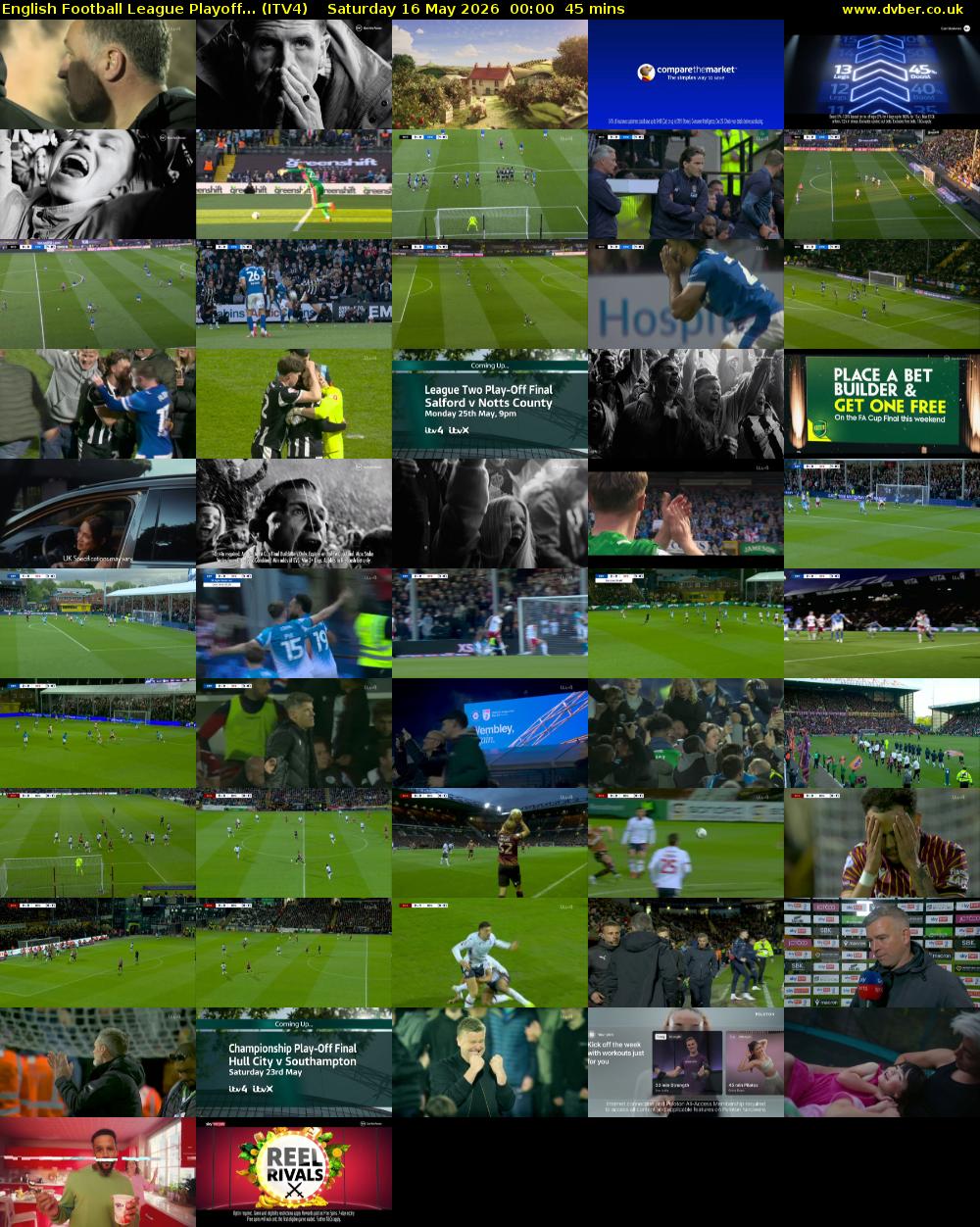 English Football League Playoff... (ITV4) Saturday 16 May 2026 00:00 - 00:45