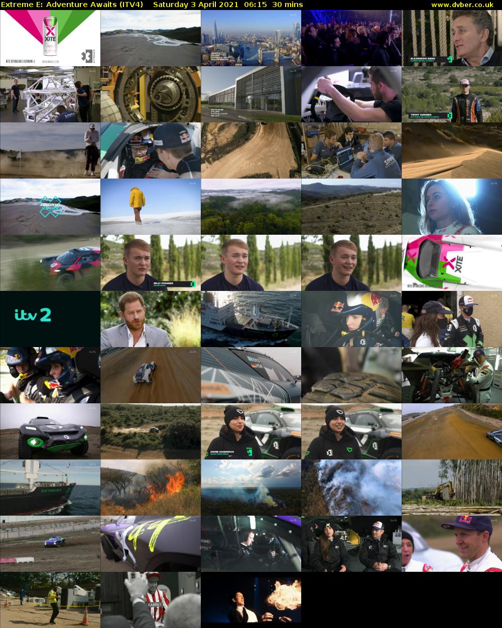 Extreme E: Adventure Awaits (ITV4) Saturday 3 April 2021 06:15 - 06:45