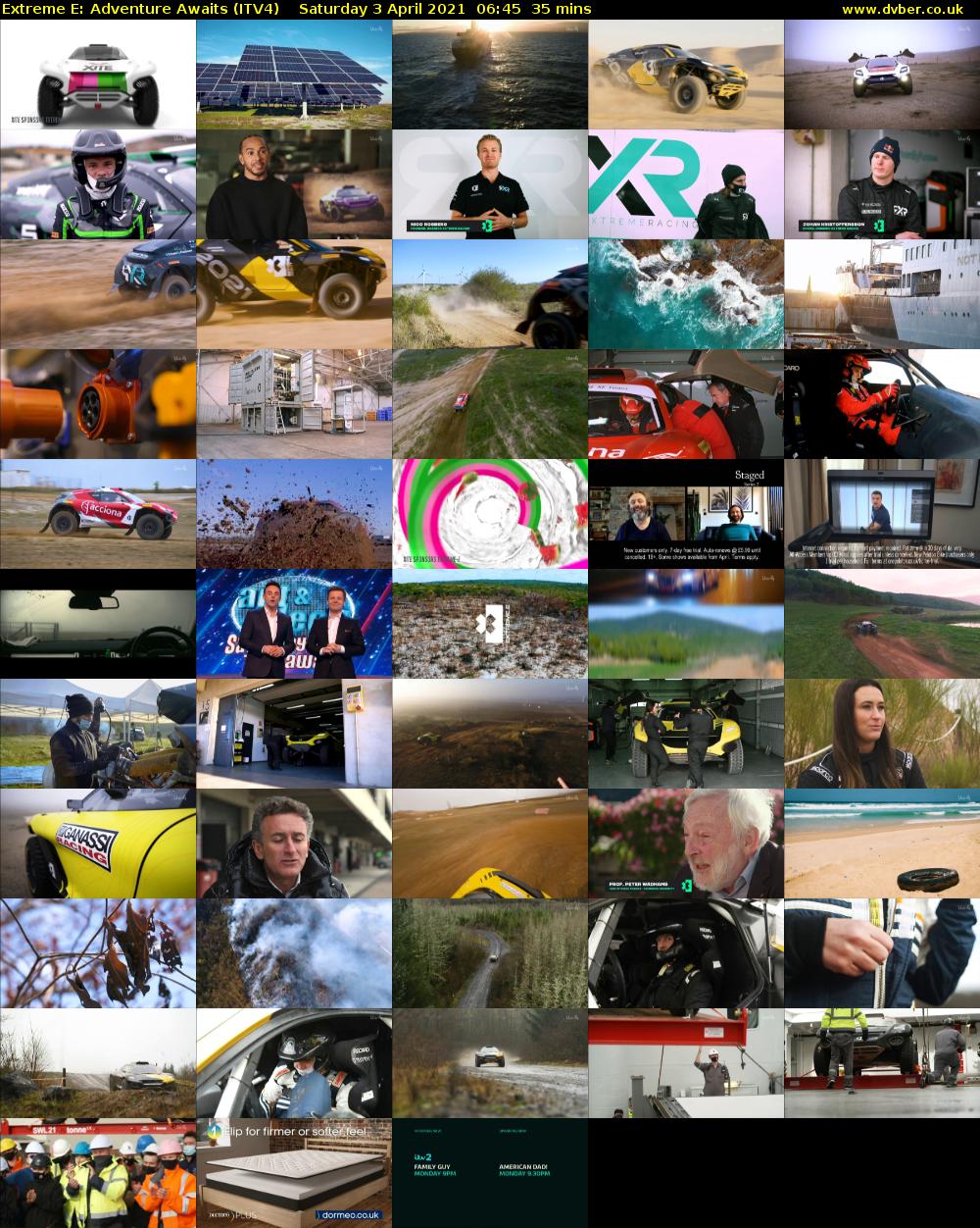 Extreme E: Adventure Awaits (ITV4) Saturday 3 April 2021 06:45 - 07:20