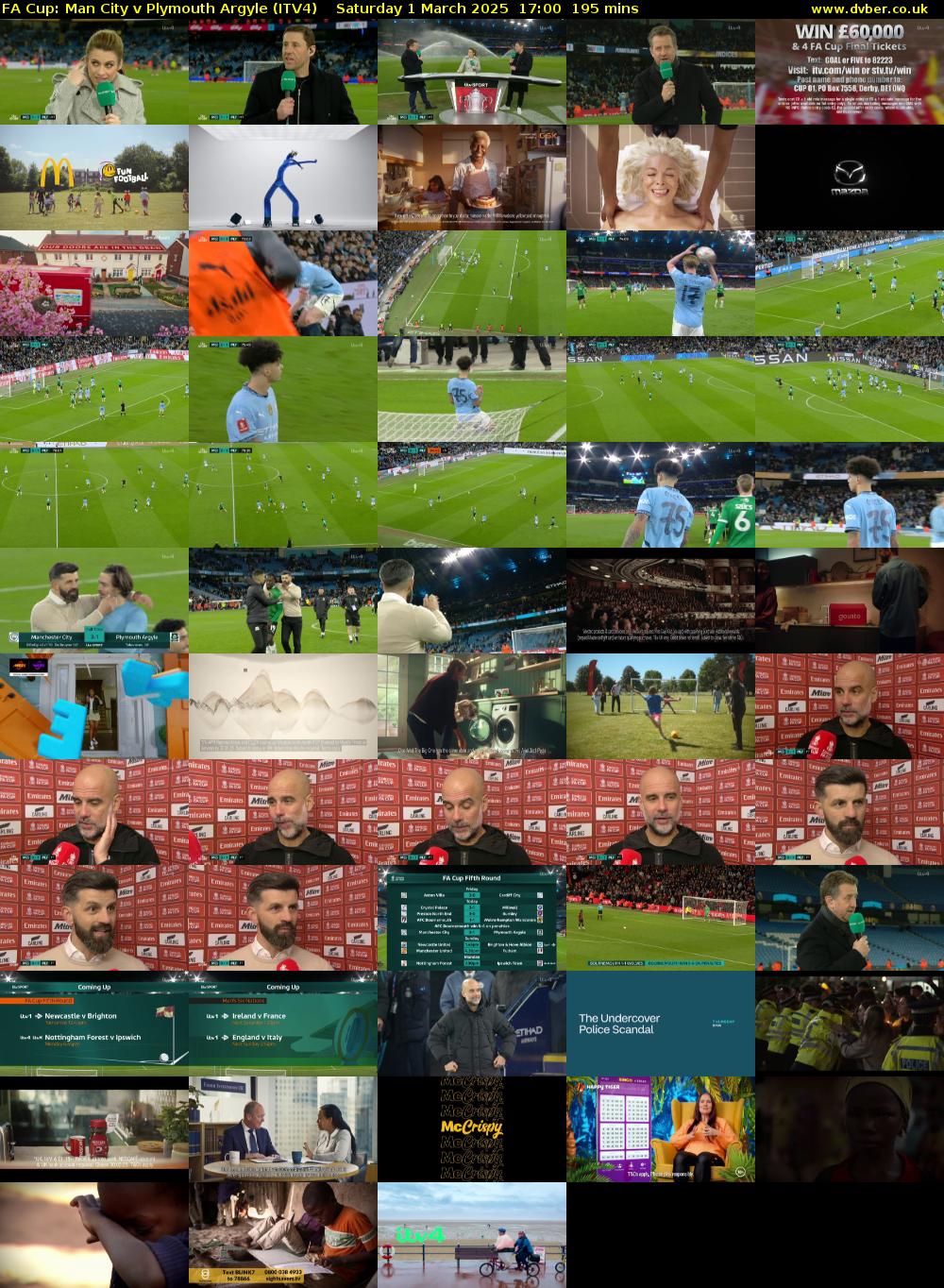 FA Cup: Man City v Plymouth Argyle (ITV4) Saturday 1 March 2025 17:00 - 20:15