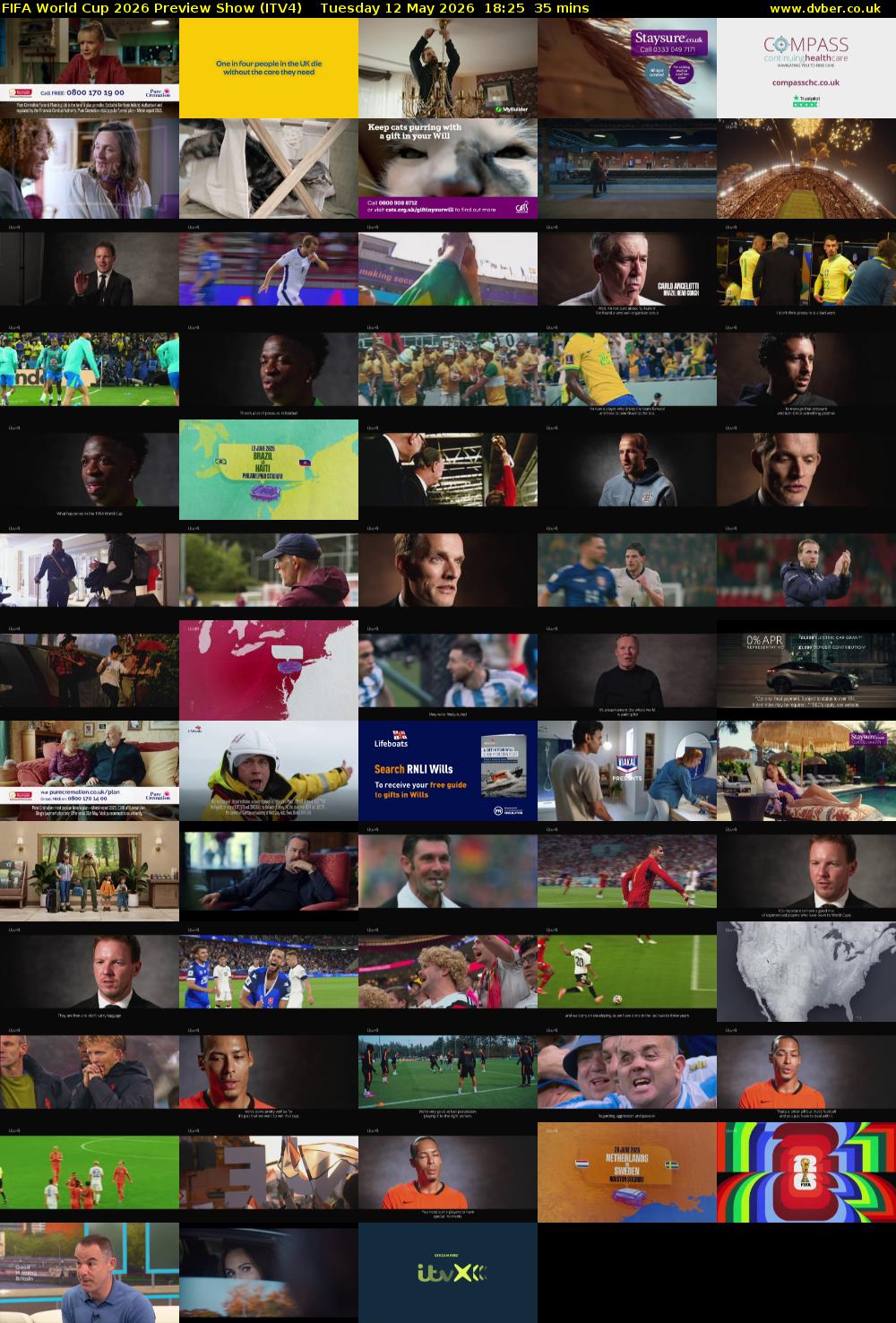 FIFA World Cup 2026 Preview Show (ITV4) Tuesday 12 May 2026 18:25 - 19:00
