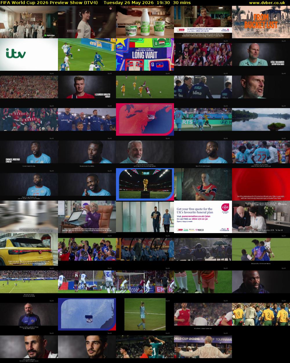 FIFA World Cup 2026 Preview Show (ITV4) Tuesday 26 May 2026 19:30 - 20:00