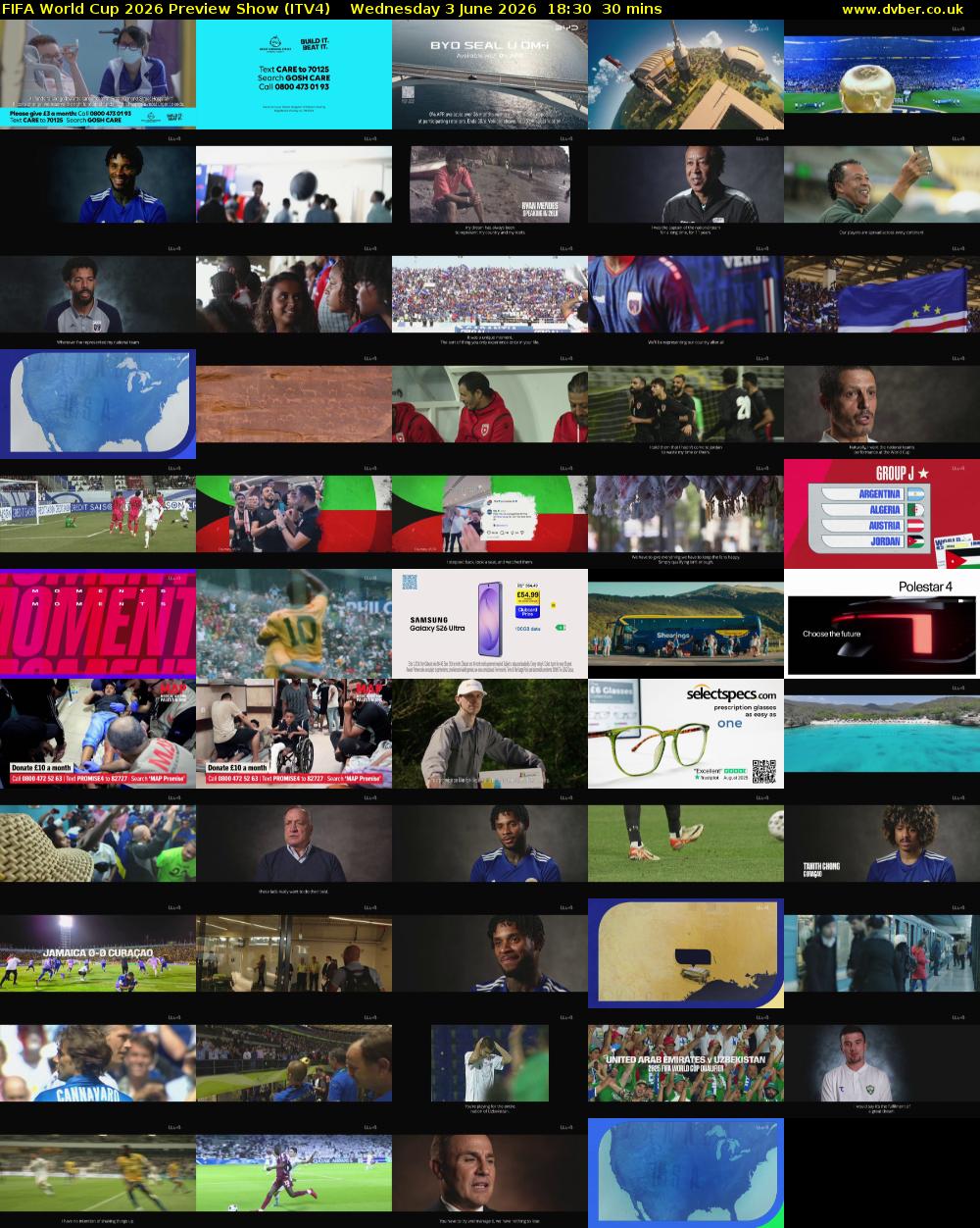 FIFA World Cup 2026 Preview Show (ITV4) Wednesday 3 June 2026 18:30 - 19:00