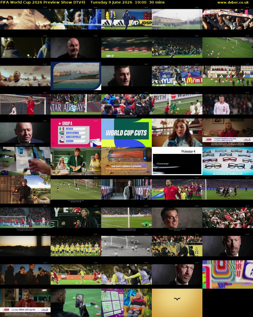 FIFA World Cup 2026 Preview Show (ITV4) Tuesday 9 June 2026 19:00 - 19:30